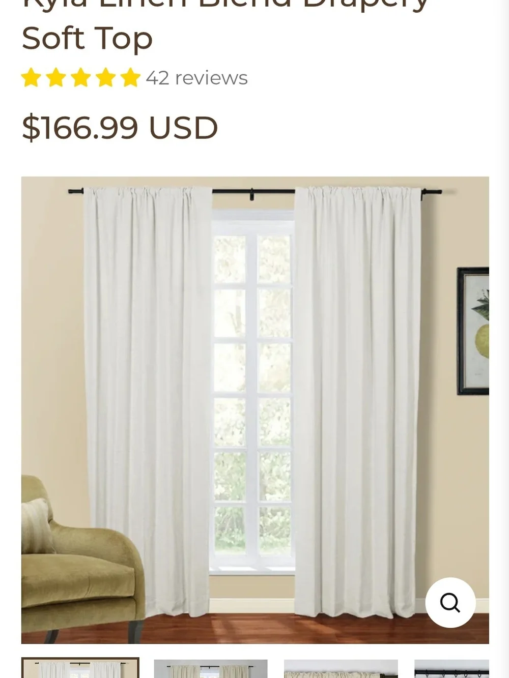 Twopages Kyla Linen Blend Curtaon Pinch Pleat 40